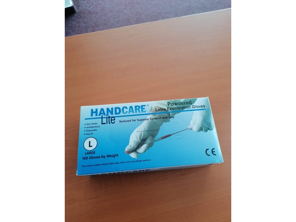 Rukavice HandCare Lite latex lehce pudrované vel. L /100 ks/