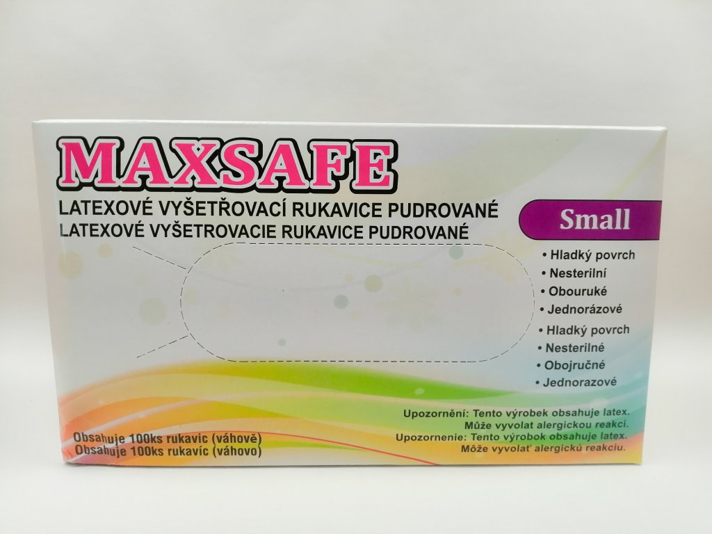 Rukavice latexové s pudrem Max safe vel. S /100 ks/