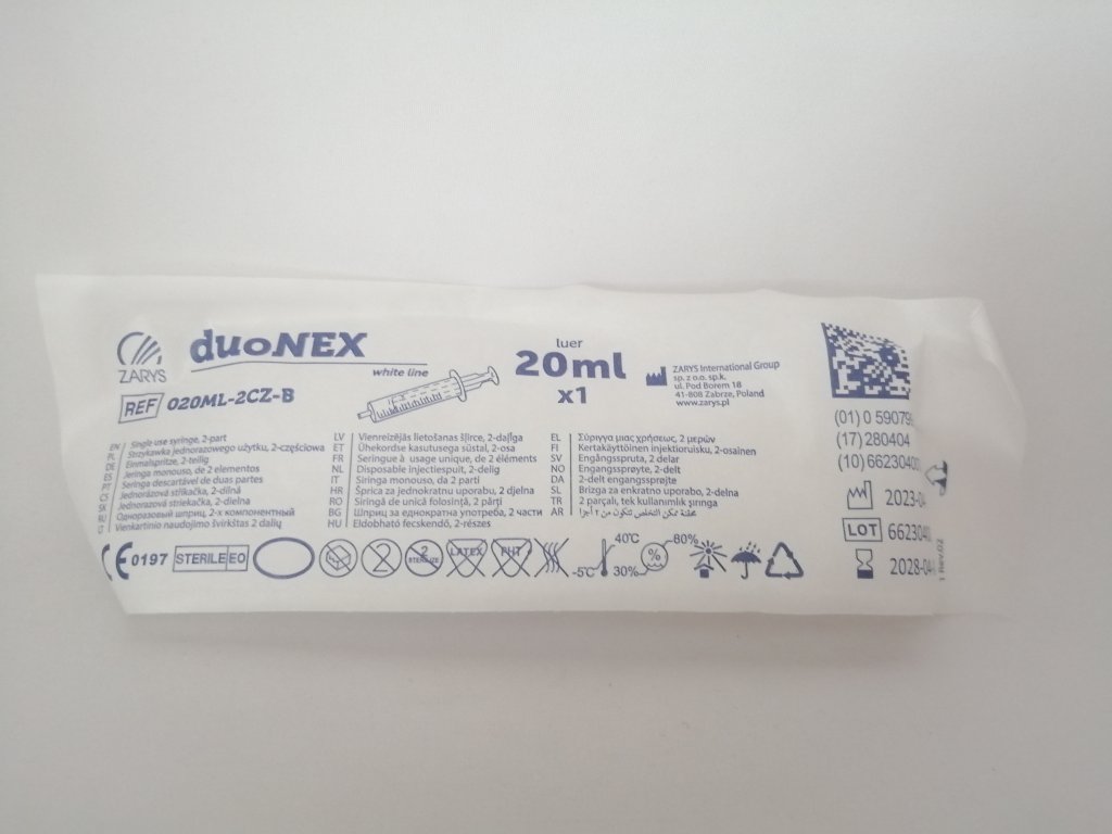 Stříkačka injekční 20 ml Duonex /50 ks/