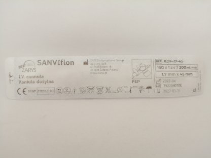 I.V. katetr s portem SANVIflon G 16, 1,7x45mm, sterilní šedá