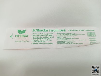 Stříkačka inj. inzulinová 0,5 ml s jehlou 30 G x 12 mm /ks/ 2