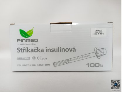 Stříkačka inj. inzulinová 0,5 ml s jehlou 30 G x 12 mm /ks/