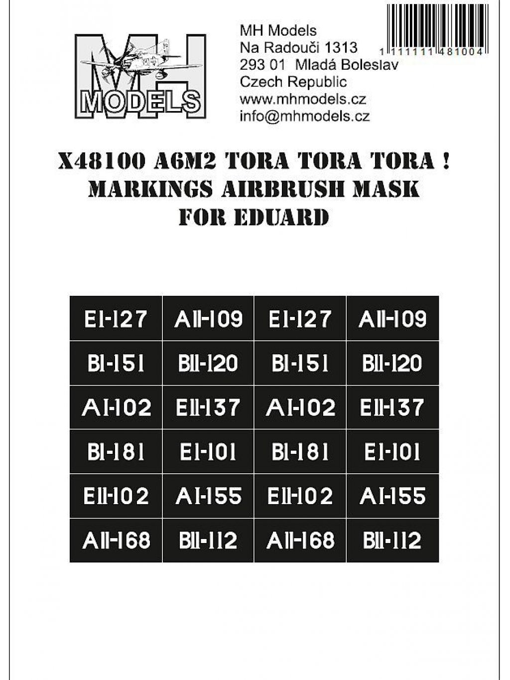 A6M2 Tora Tora Tora! Markings airbrush mask for Eduard