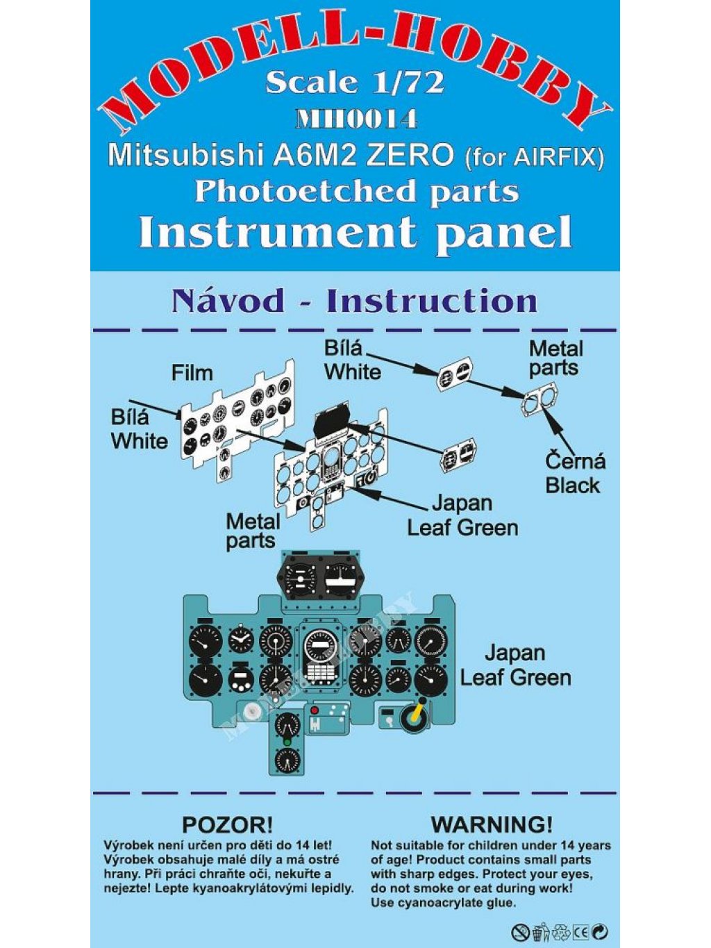 A6M2 Zero Photoetched parts instrument panel for Airfix ex Modell-Hobby