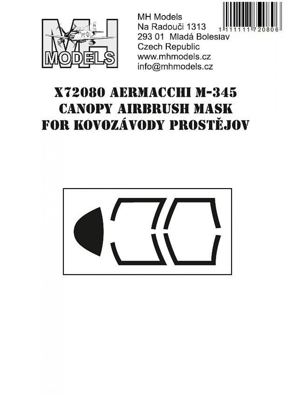 Aermacchi M-345 canopy airbrush mask for Kovozávody Prostějov