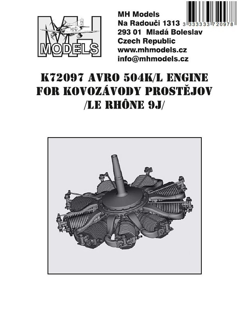 Avro 504K/L engine for Kovozávody Prostějov (Le Rhône 9J)