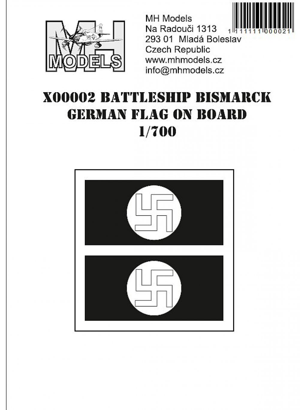 Battleship Bismarck German flag on board 1/700