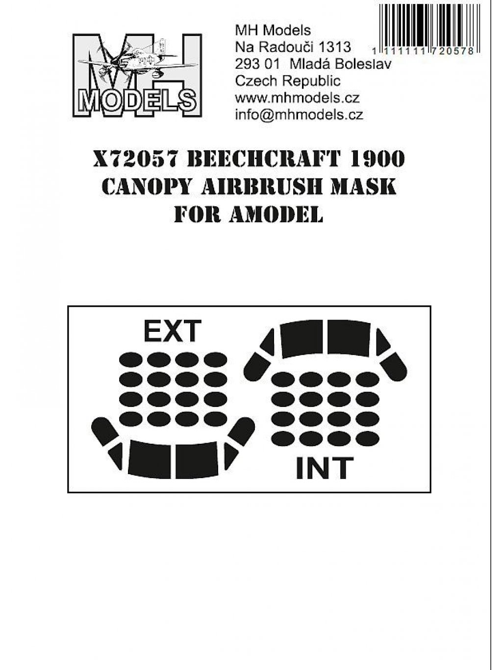 Beechcraft 1900 canopy airbrush mask for Amodel