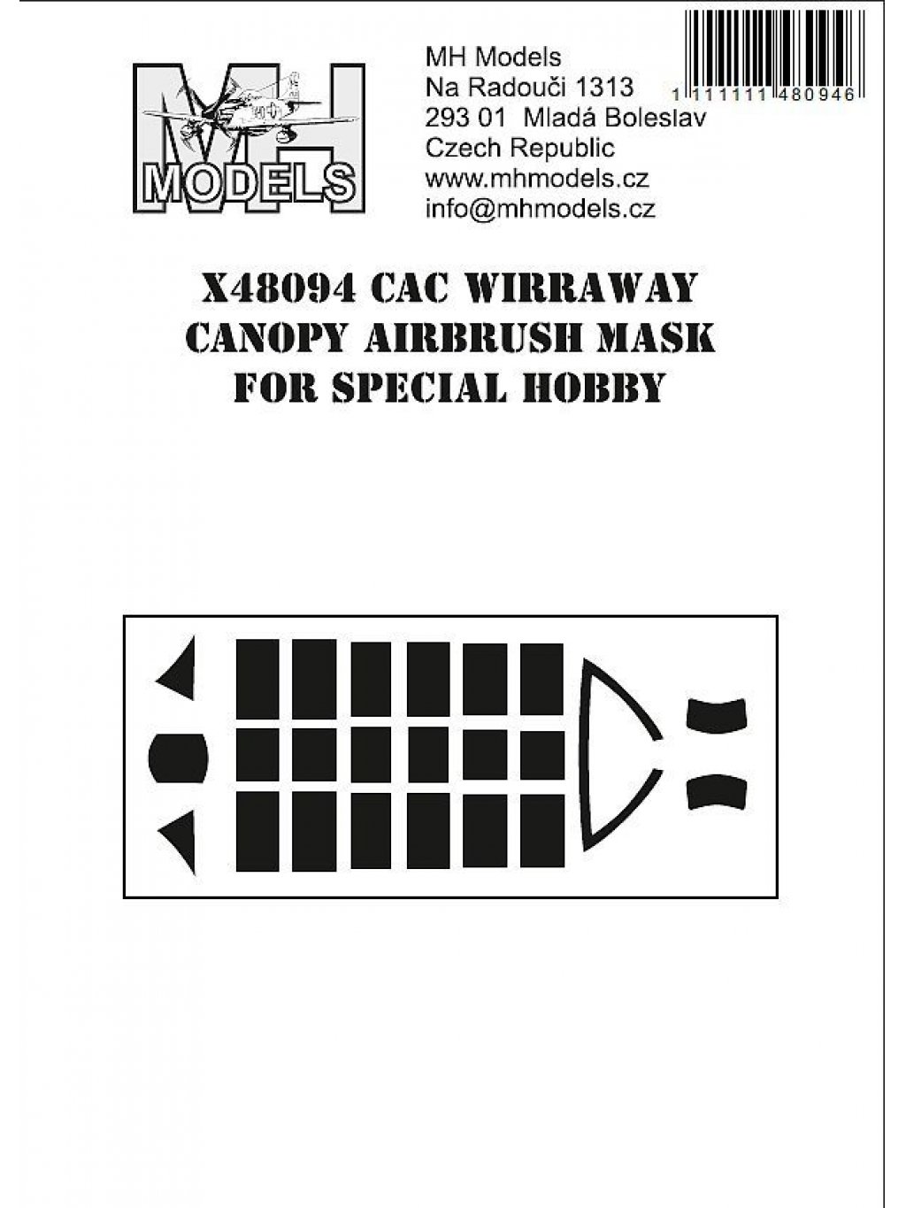 CAC Wirraway Canopy airbrush mask for Special Hobby
