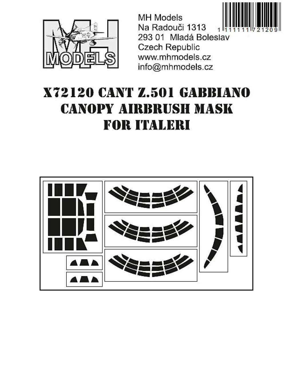 CANT Z.501 Gabbiano canopy airbrush mask for Italeri