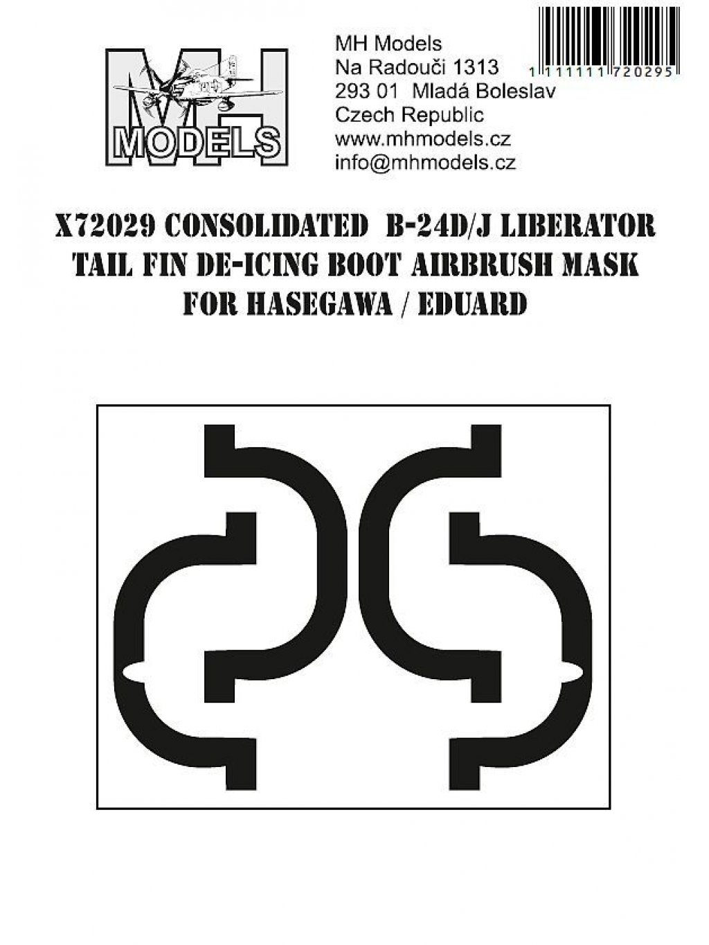 Consolidated B-24D/J Liberator Tail Fin De-icing Boot airbrush mask for Hasegawa/Eduard