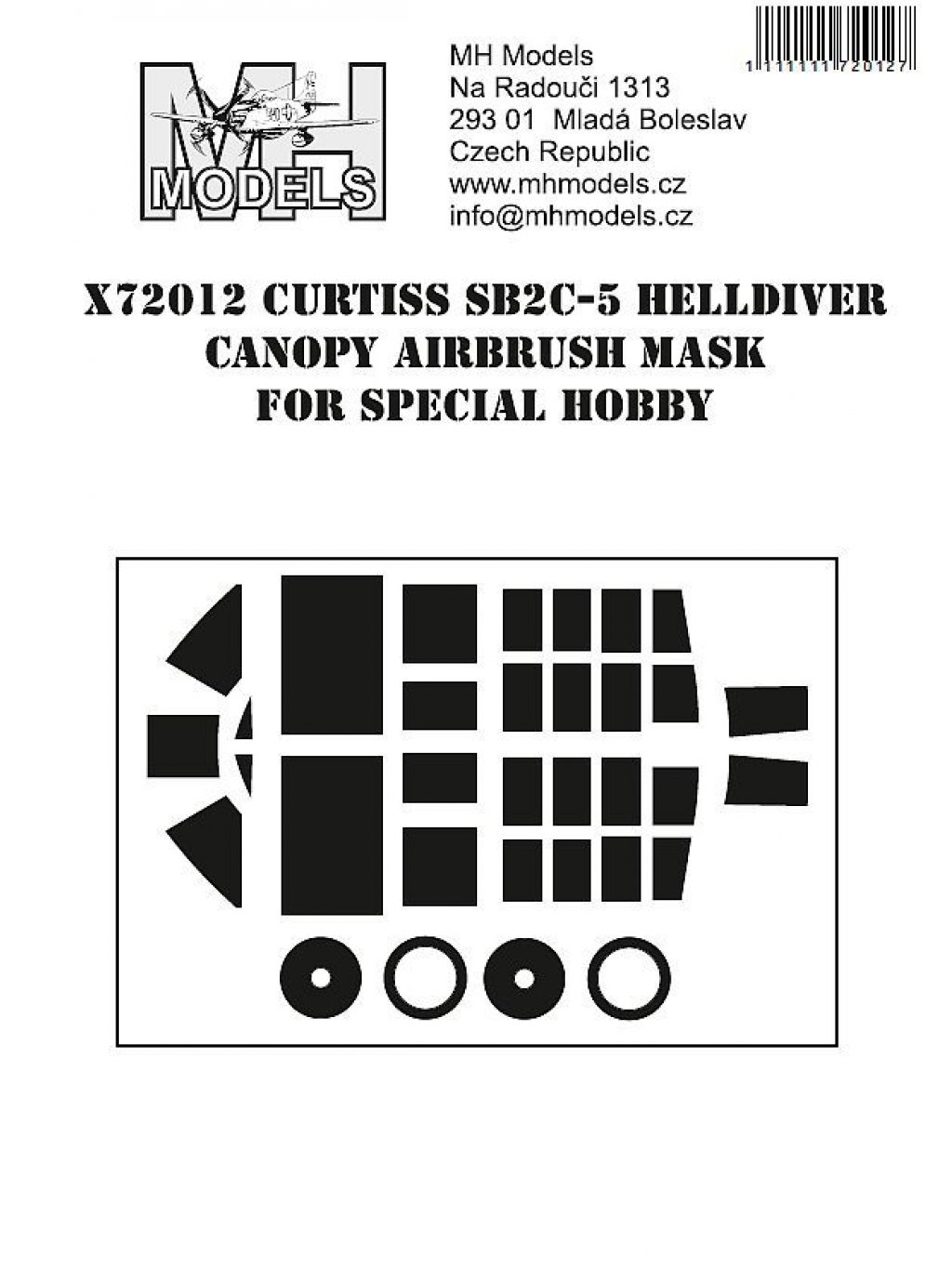 Curtiss SB2C-5 Helldiver canopy airbrush mask for Special Hobby