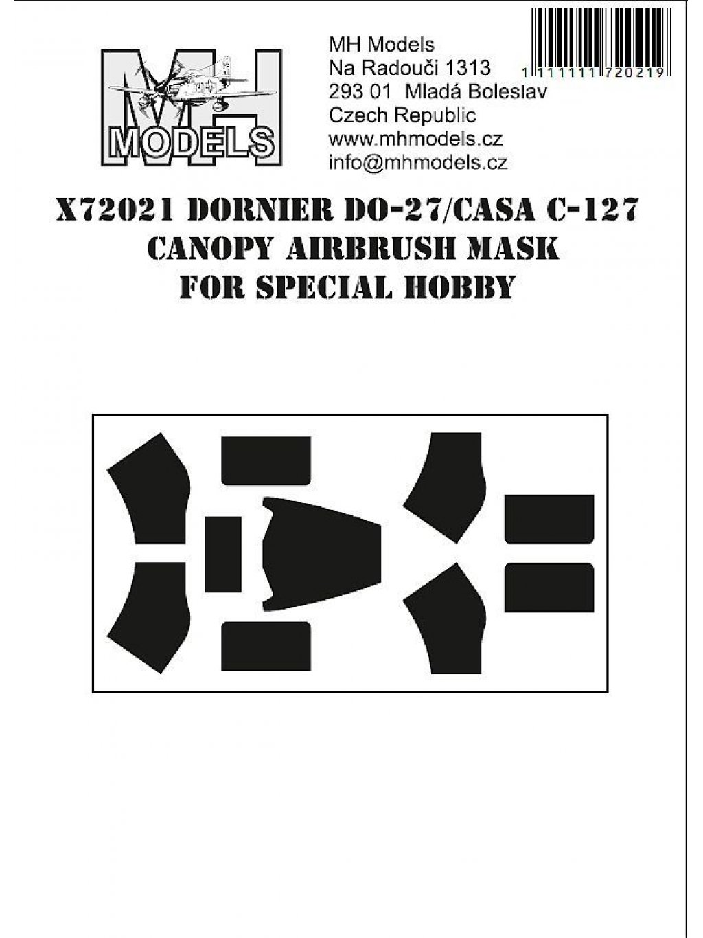 Dornier Do-27/ CASA C-127 canopy airbrush mask for Special Hobby
