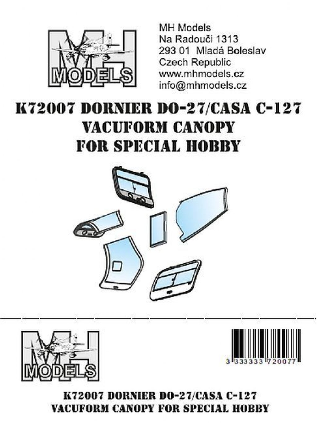 Dornier Do-27/ CASA C-127 vacuformová kabinka pro Special Hobby