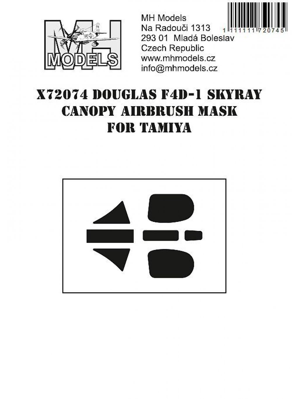 Douglas F4D-1 Skyray canopy airbrush mask for Tamiya
