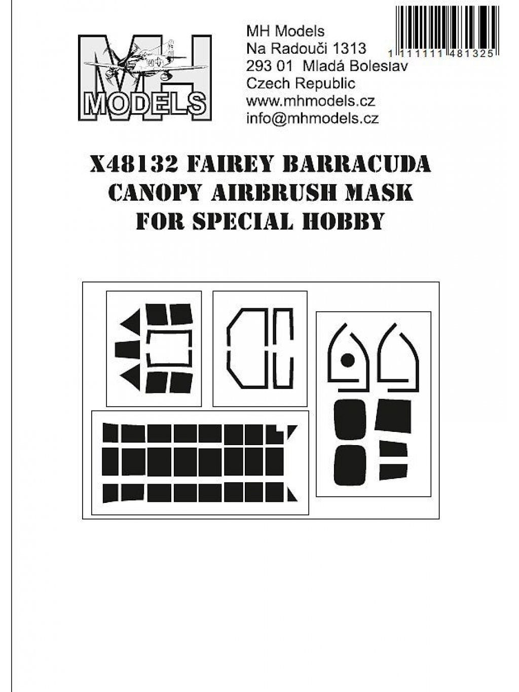Fairey Barracuda canopy airbrush mask for Special Hobby