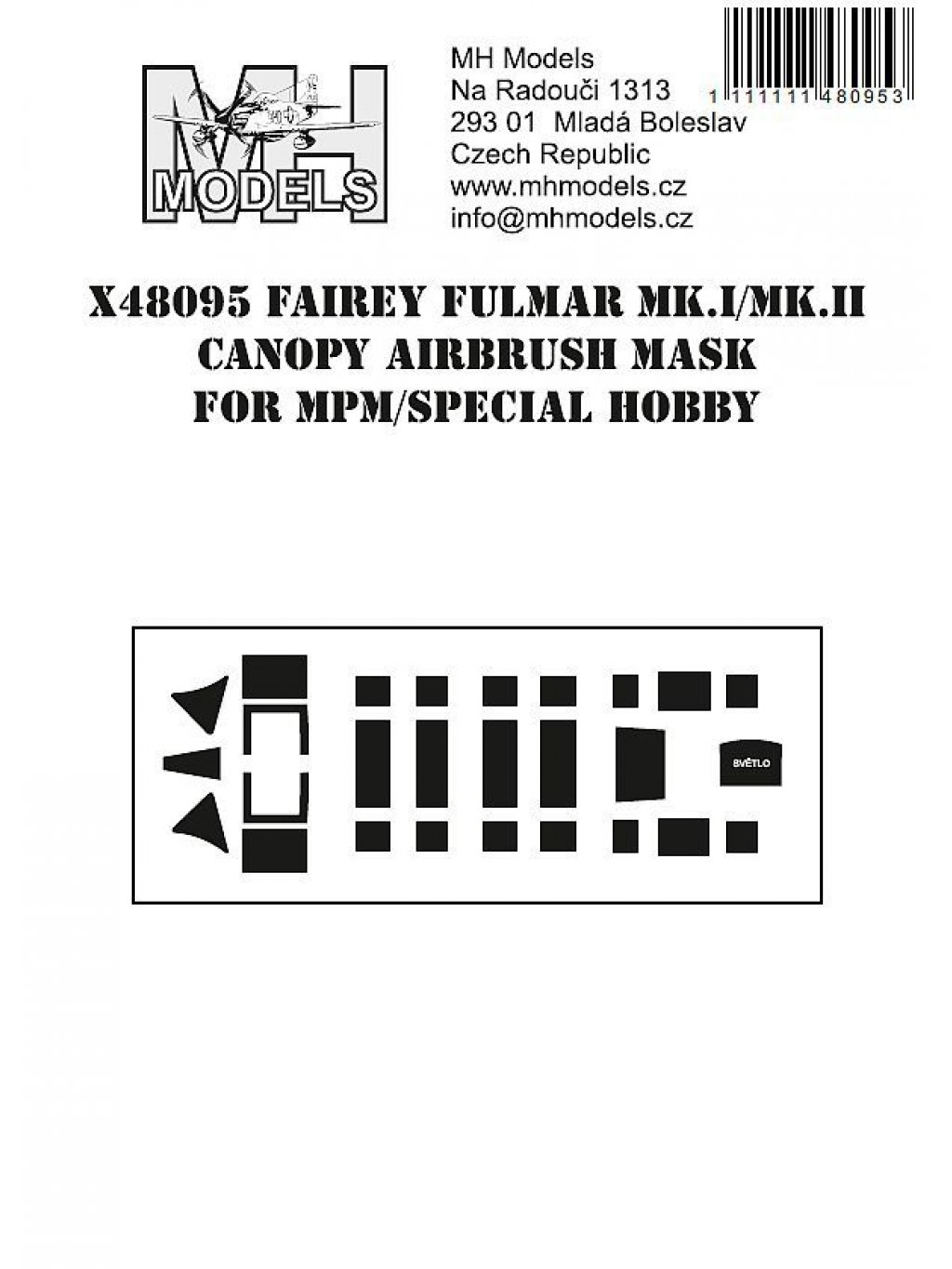 Fairey Fulmar Mk.I/Mk.II Canopy airbrush mask for MPM / Special Hobby