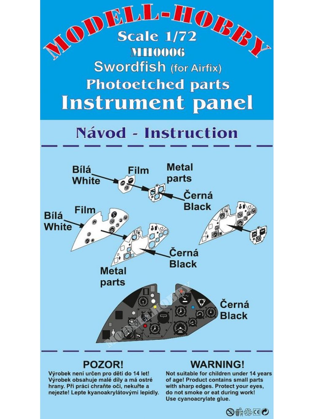 Fairey Swordfish Photoetched parts instrument panel for Airfix ex Modell-Hobby