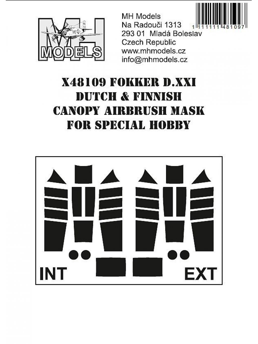 Fokker D.XXI Dutch & Finnish early canopy airbrush mask for Special Hobby.