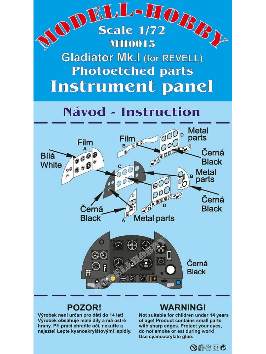 Gloster Gladiator Photoetched parts instrument panel for Airfix ex Modell-Hobby