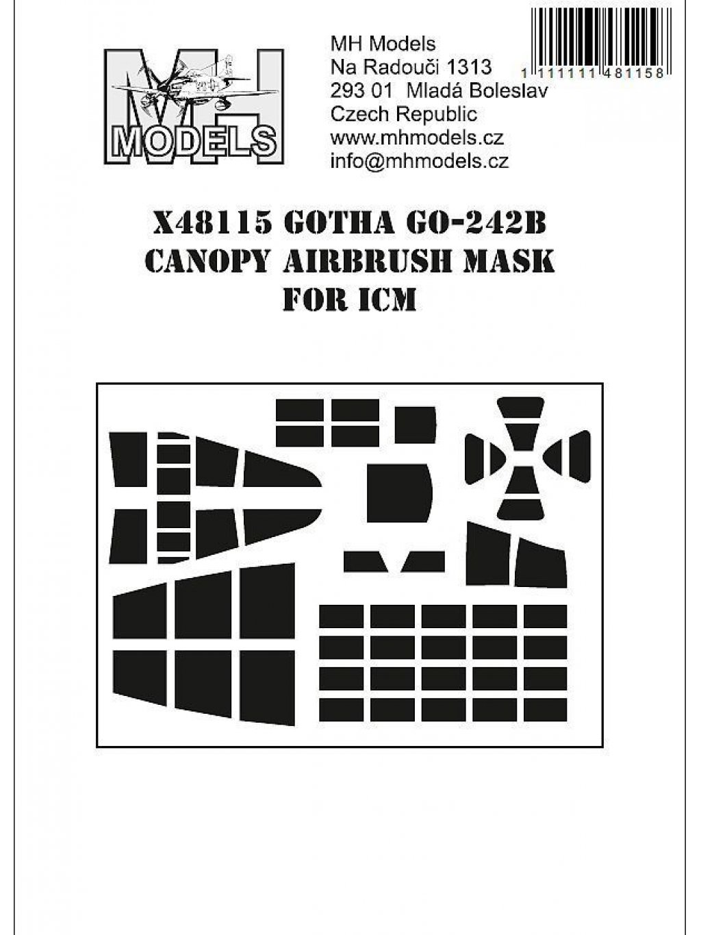 Gotha Go-242B canopy airbrush mask for ICM
