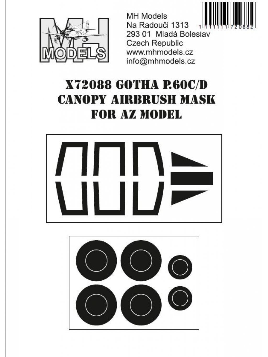 Gotha P.60C/D canopy airbrush mask for AZ Model