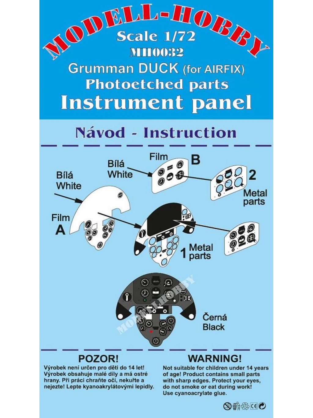 Grumman J2F Duck Photoetched parts instrument panel for Airfix ex Modell-Hobby