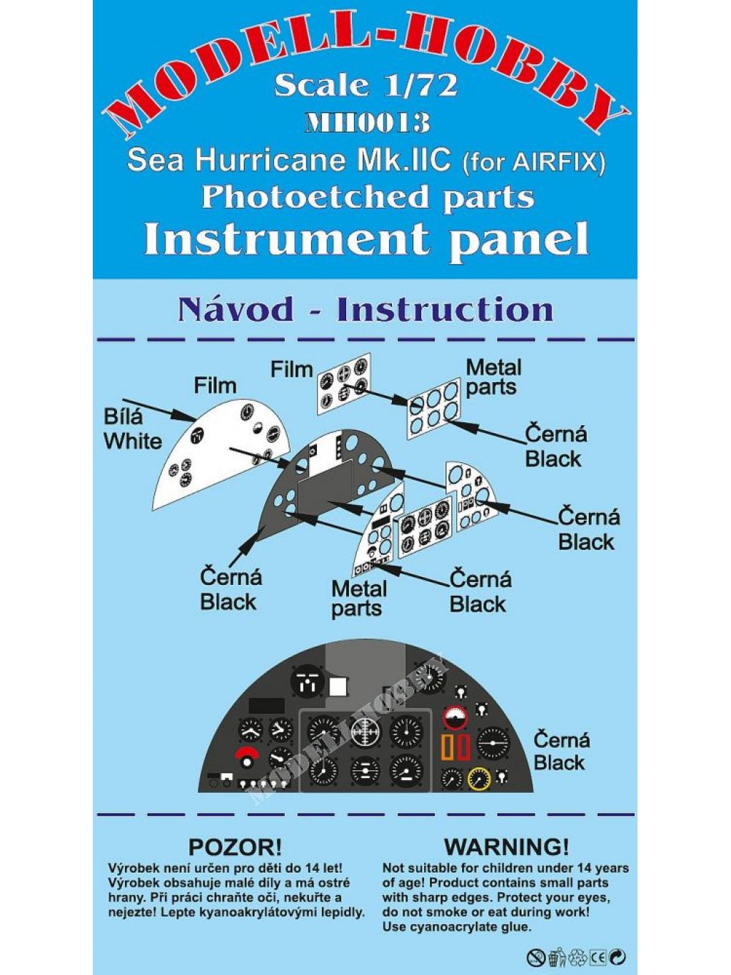 Hawker Sea Hurricane Mk.IIC Photoetched parts instrument panel for Airfix ex Modell-Hobby