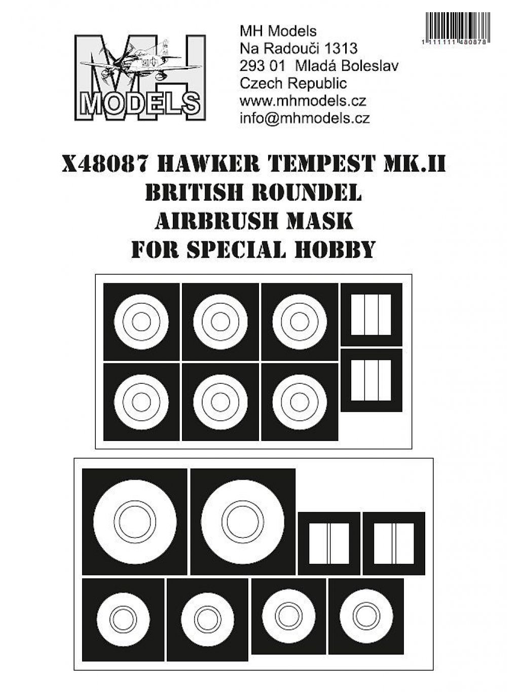 Hawker Tempest Mk.II British roundel airbrush mask for Special Hobby