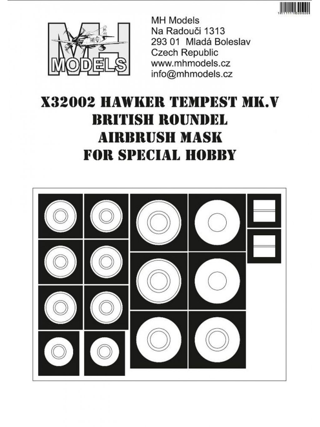 Hawker Tempest Mk.V British roundel airbrush mask for Special Hobby
