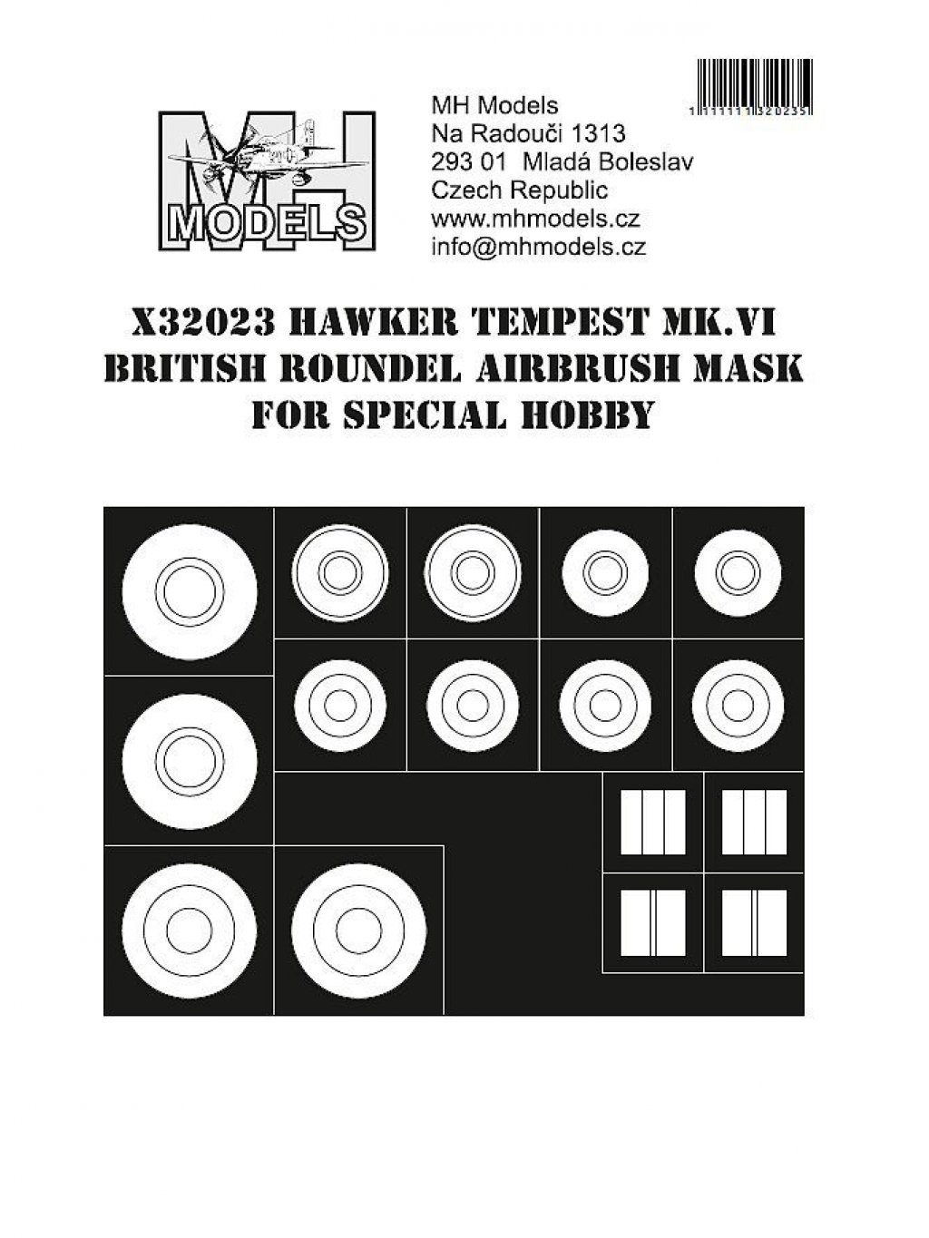 Hawker Tempest Mk.VI British roundel airbrush mask for Special Hobby