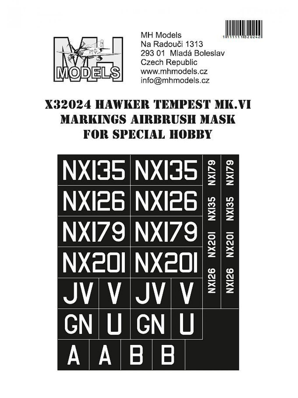 Hawker Tempest Mk.VI Markings airbrush mask for Special Hobby