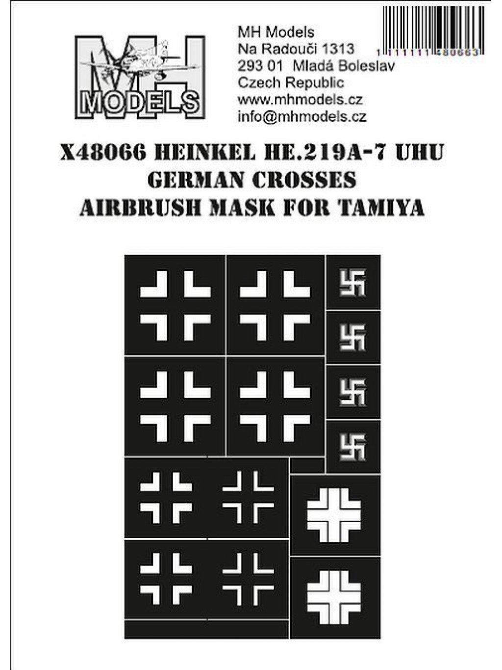 Heinkel He.219A-7 Uhu German Crosses airbrush mask for Tamiya