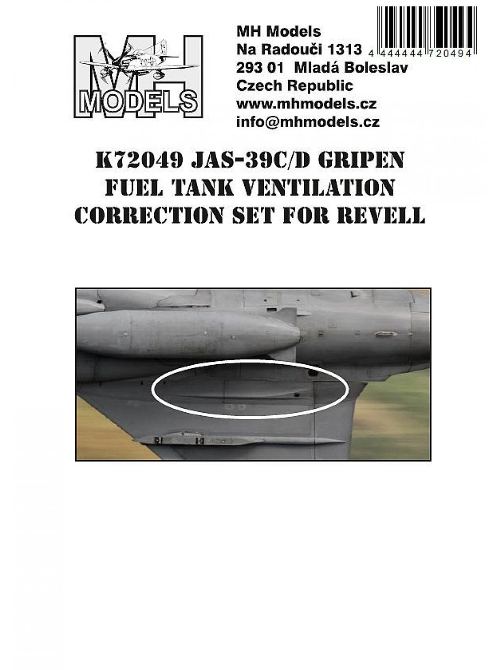 JAS-39C/D Gripen Fuel tank ventilation . Correction set for Revell.
