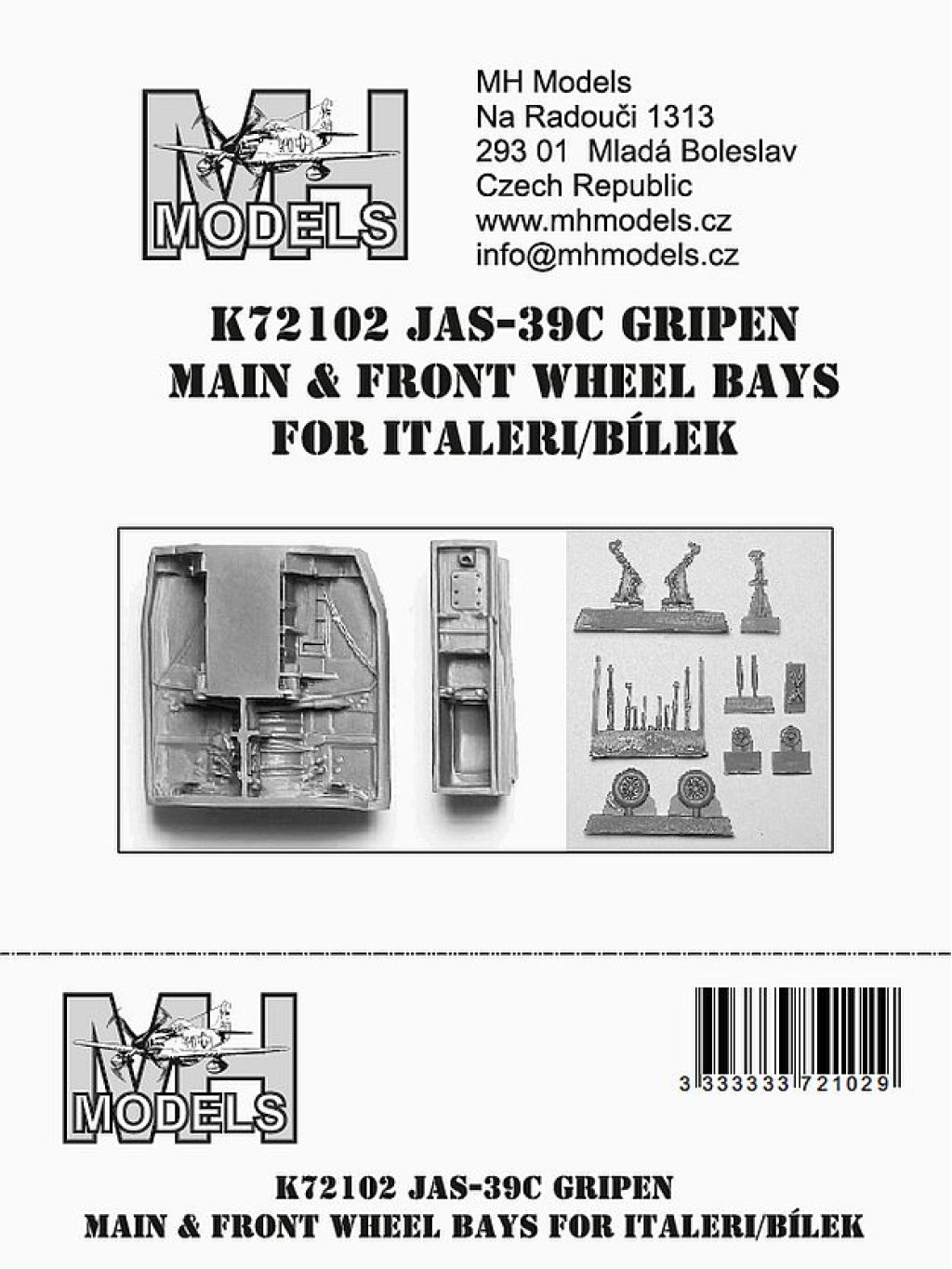 JAS-39C Gripen main & front wheel bays for Italeri,Bílek