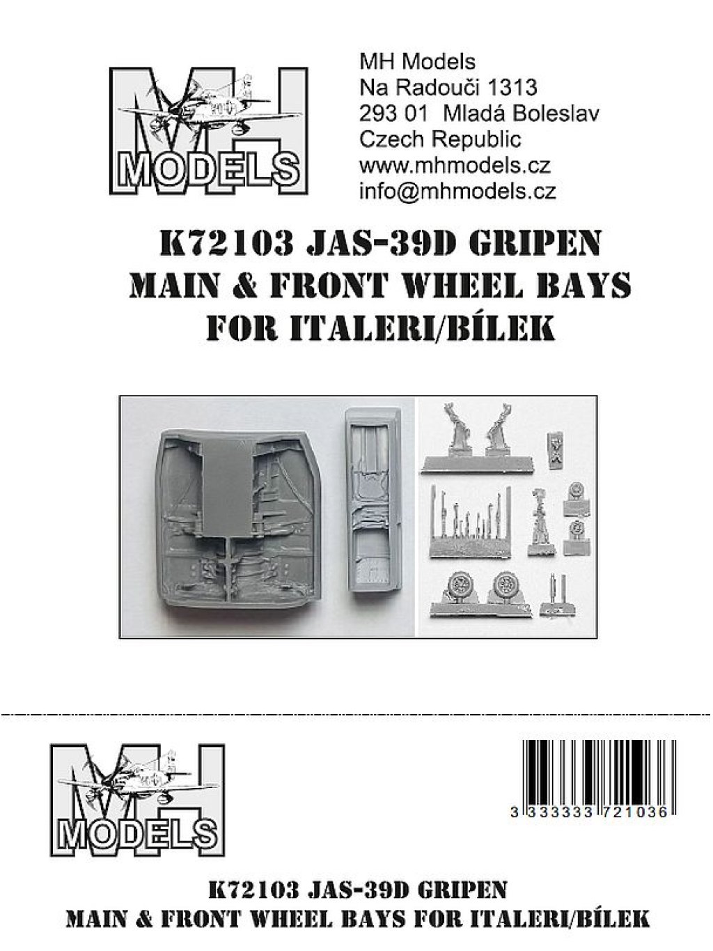 JAS-39D Gripen main & front wheel bays for Italeri,Bílek