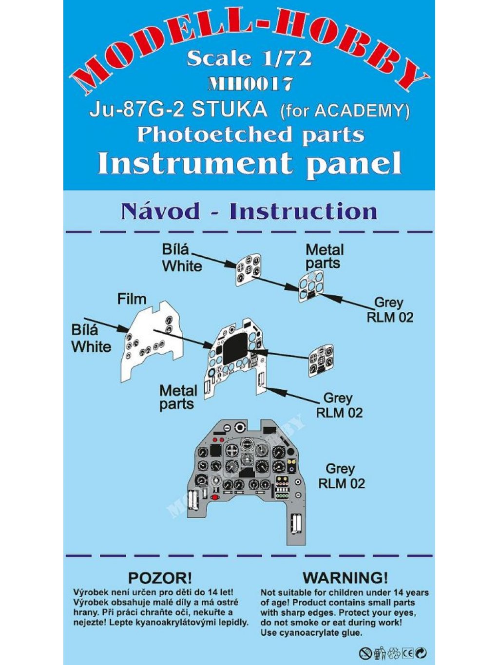 Junkers Ju-87G Stuka Photoetched parts instrument panel for Academy ex Modell-Hobby
