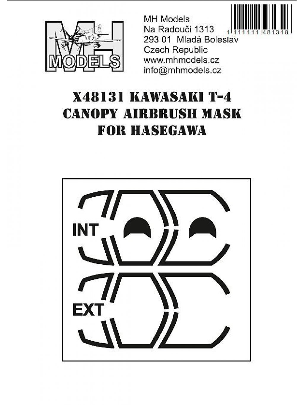 Kawasaki T-4 canopy airbrush mask for Hasegawa