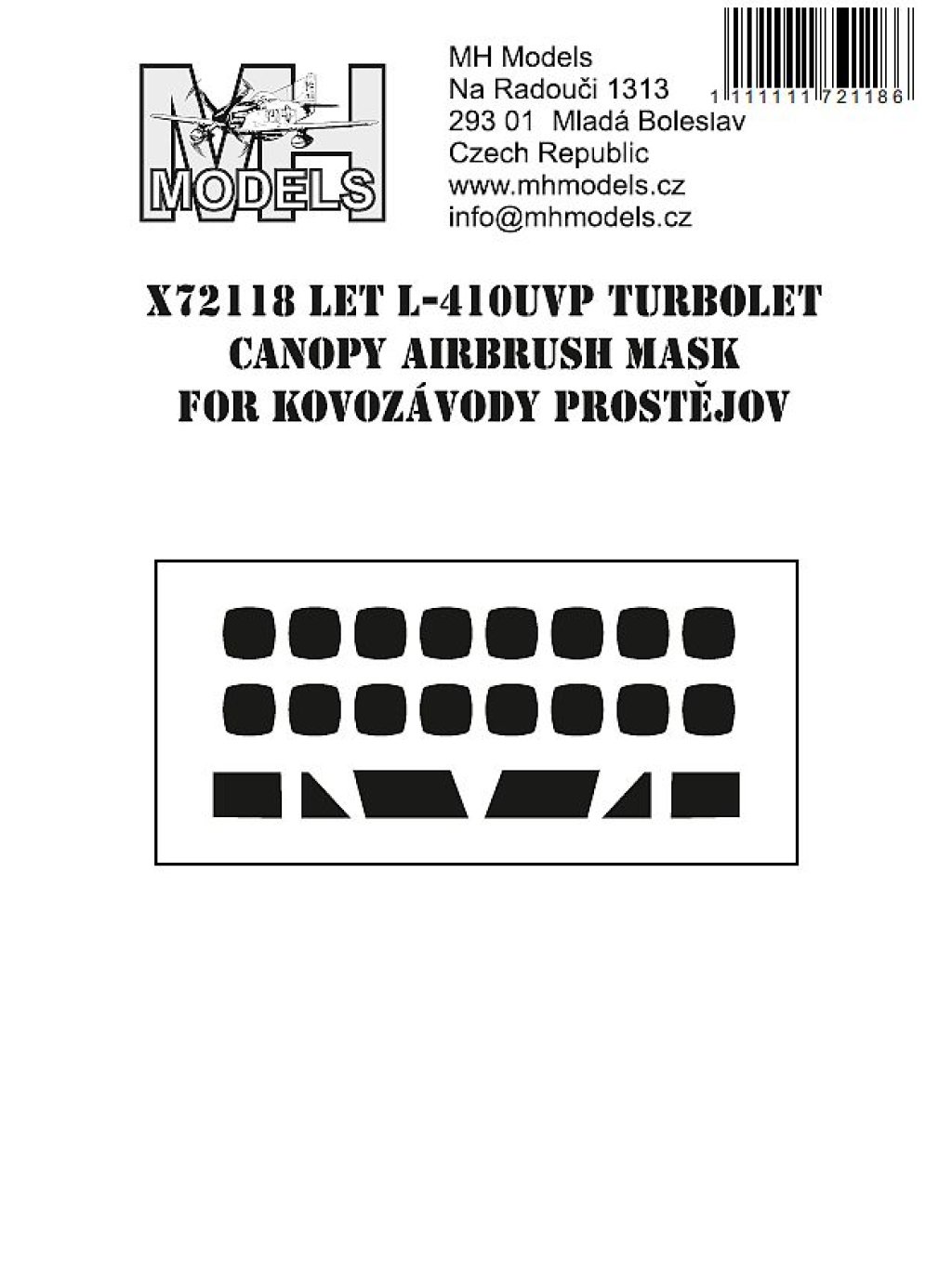 Let L-410UVP Turbolet canopy airbrush mask for Kovozávody Prostějov