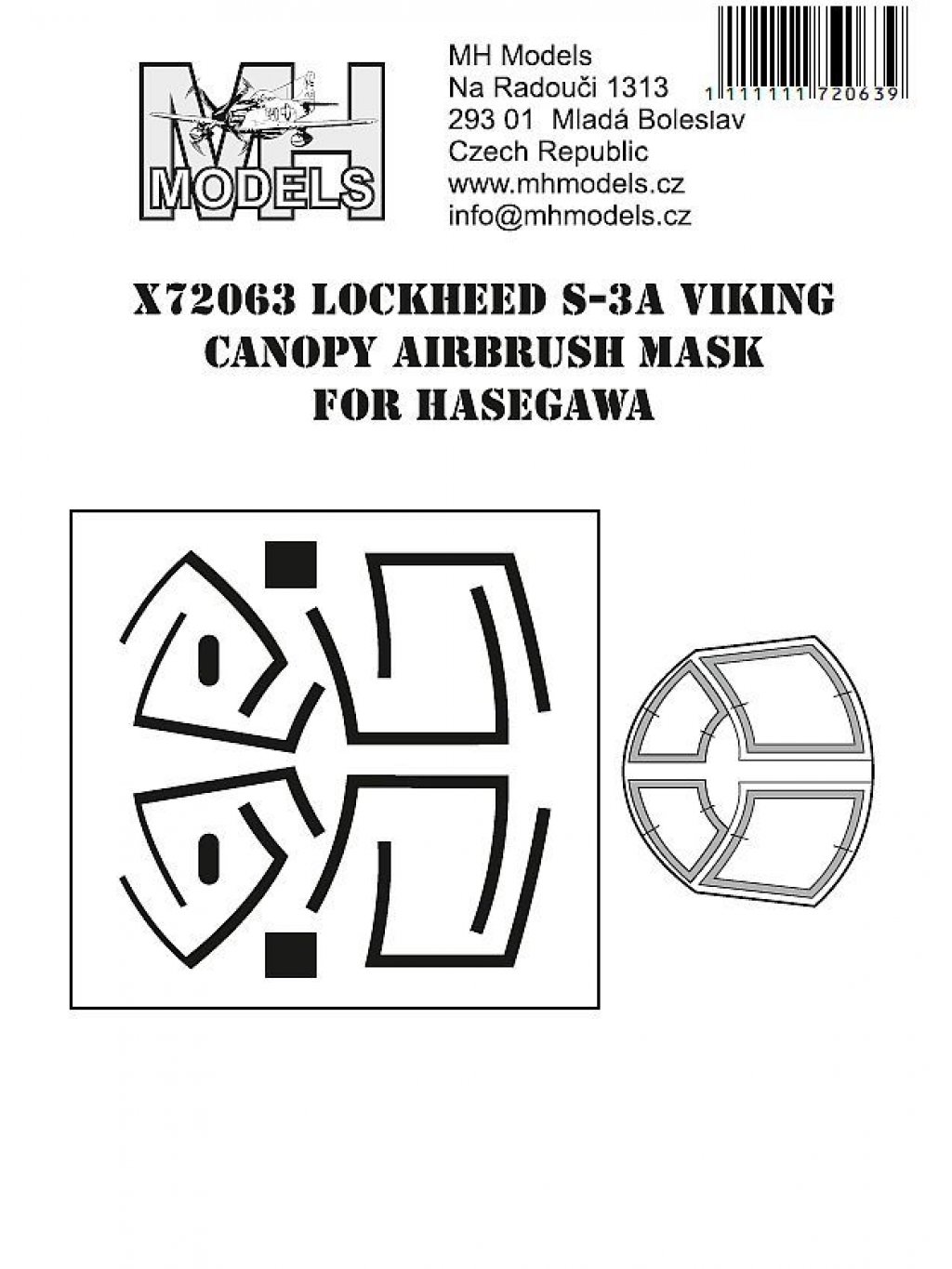 Lockheed S-3A Viking canopy airbrush mask for Hasegawa