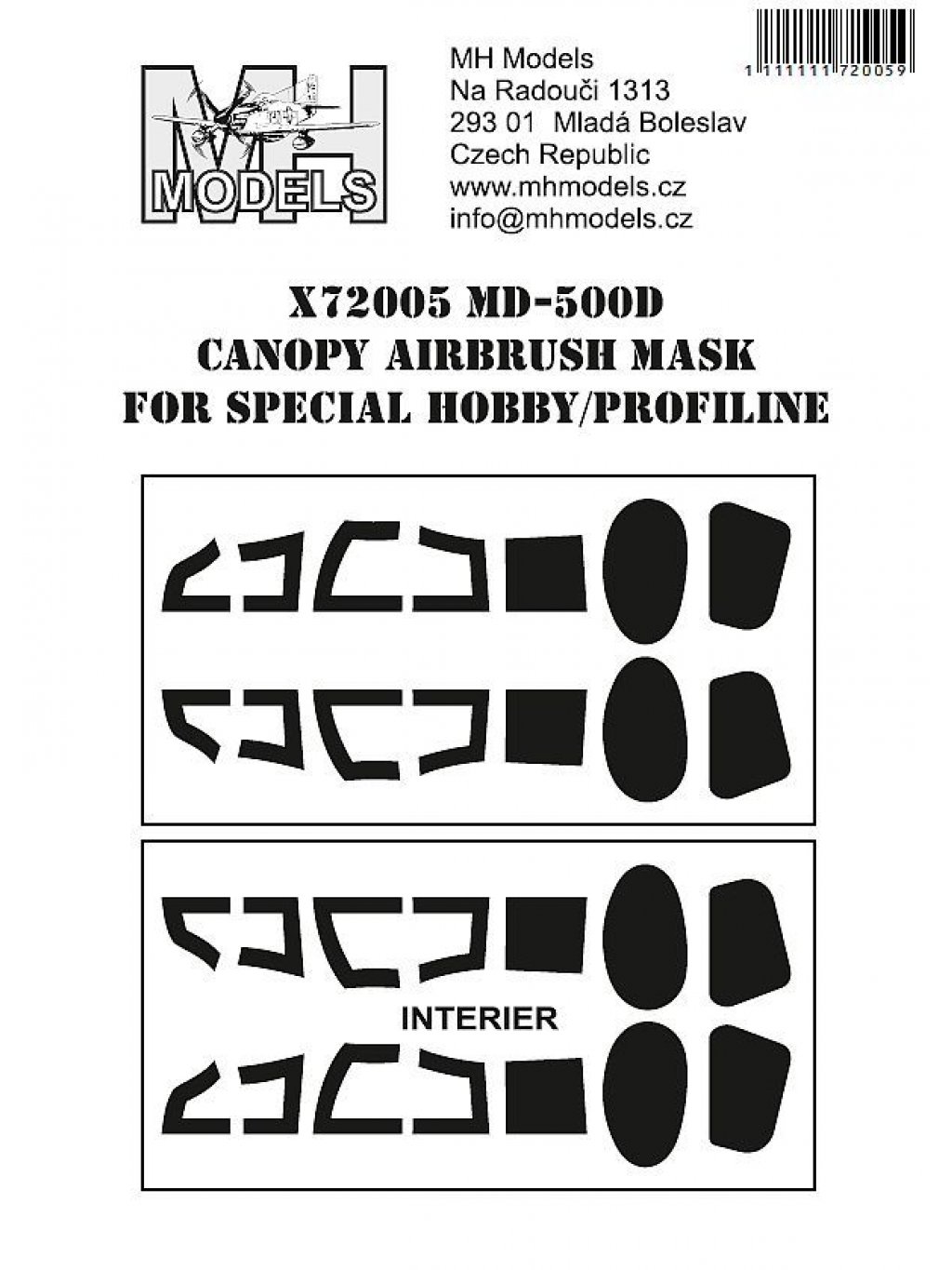 MD-500D Canopy Airbrush Mask for Special Hobby / Profiline