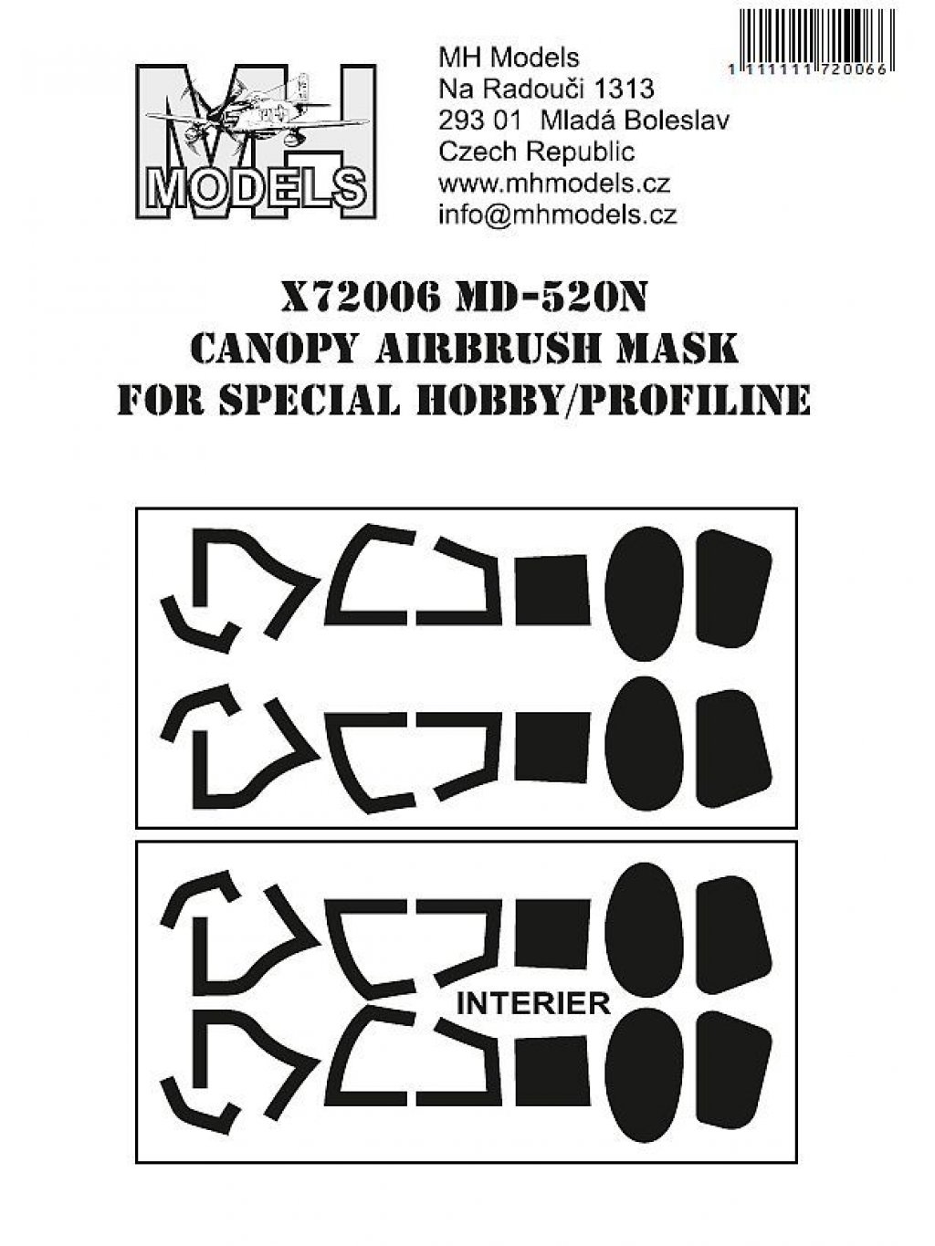 MD-520N Canopy Airbrush Mask for Special Hobby / Profiline