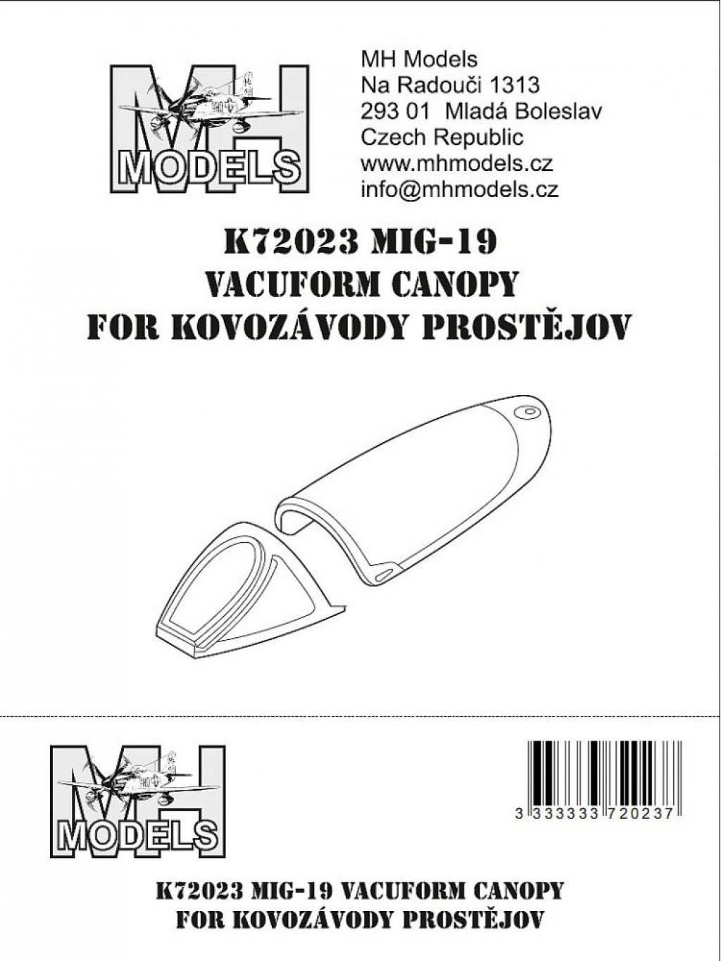 Mig-19 vacuformová kabinka pro Kovozávody Prostějov