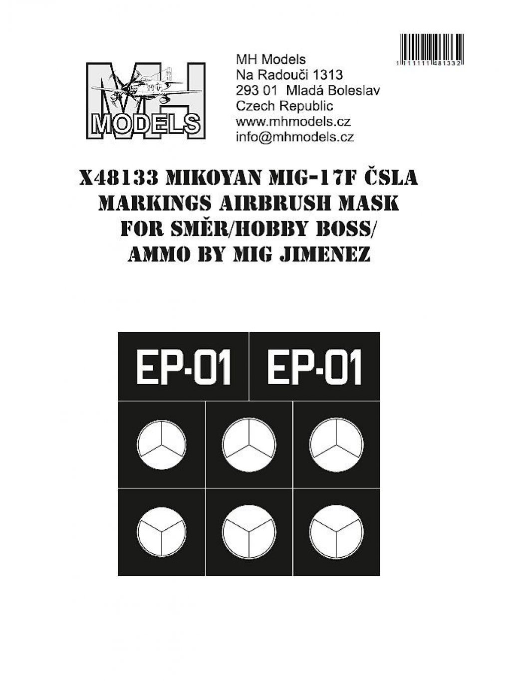 Mikoyan Mig-17F ČSLA Markings airbrush mask for Směr/Hobbyboss/Ammo by Mig Jimenez