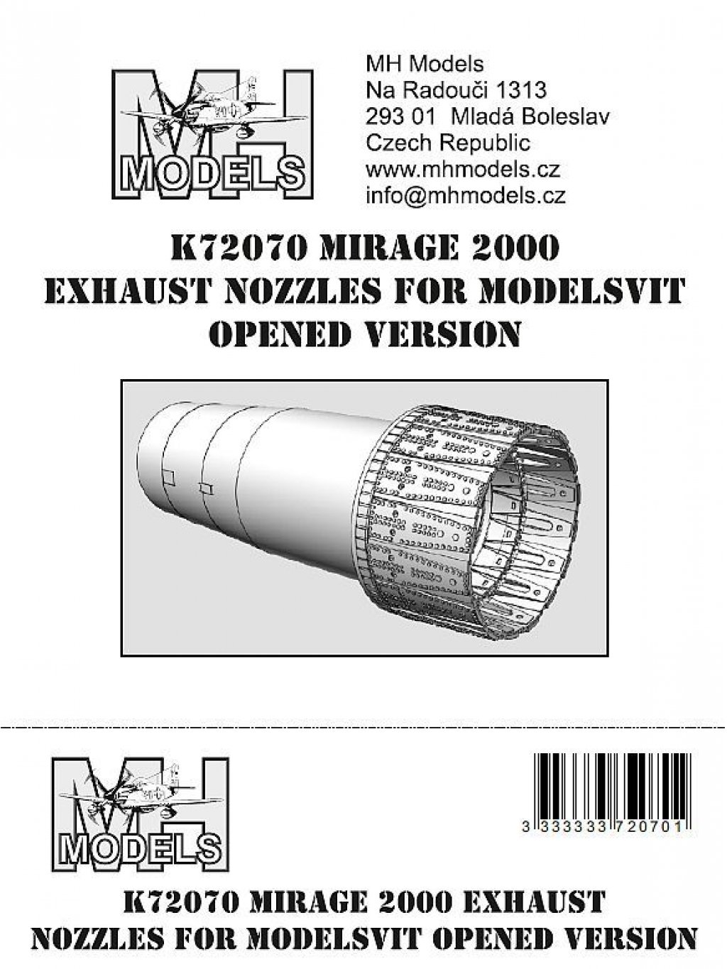 Mirage 2000 exhaust nozzles for Modelsvit opened version