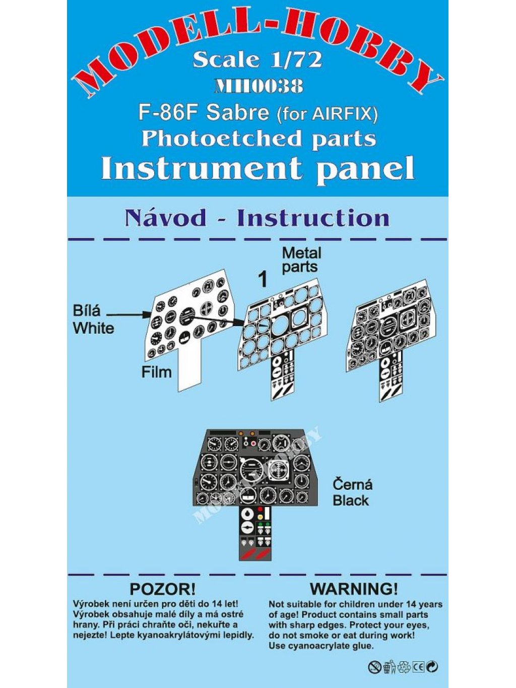 North American F-86F Sabre Photoetched parts instrument panel for Airfix ex Modell-Hobby