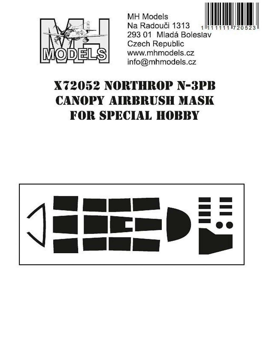 Northrop N3PB Canopy airbrush mask for Special Hobby