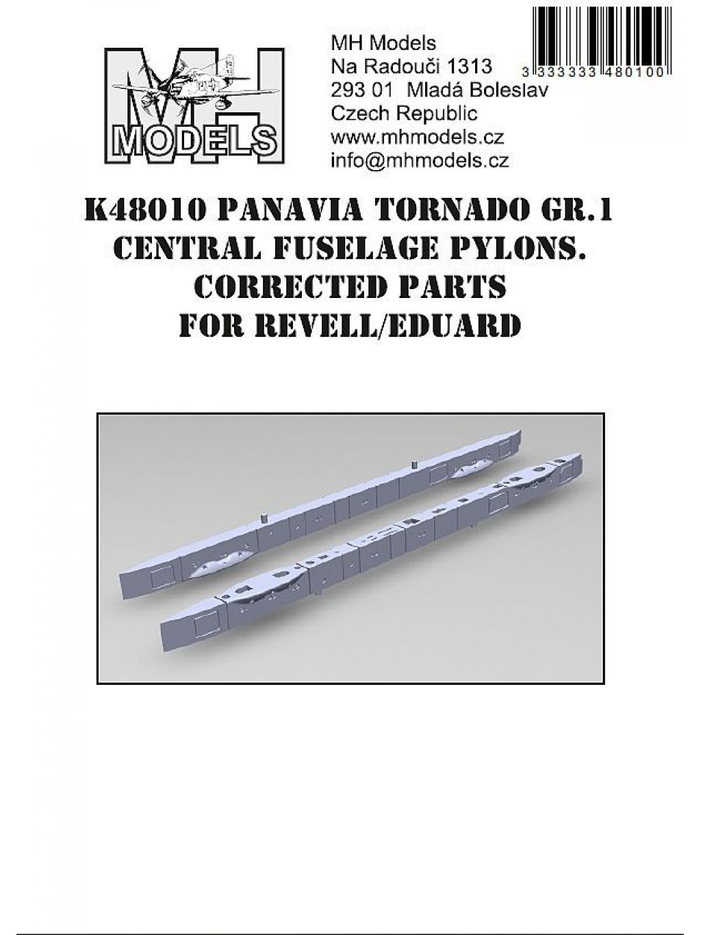 Panavia Tornado GR.1 central fuselage pylons. Corrected parts for Revell/Eduard