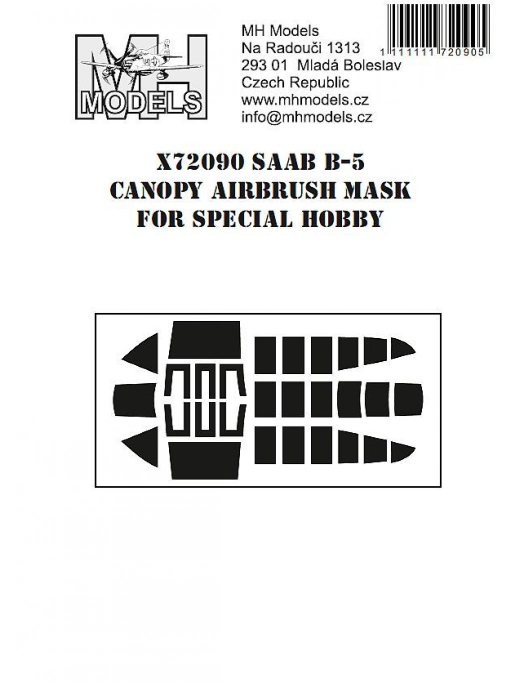 SAAB B-5 Canopy airbrush mask for Special Hobby