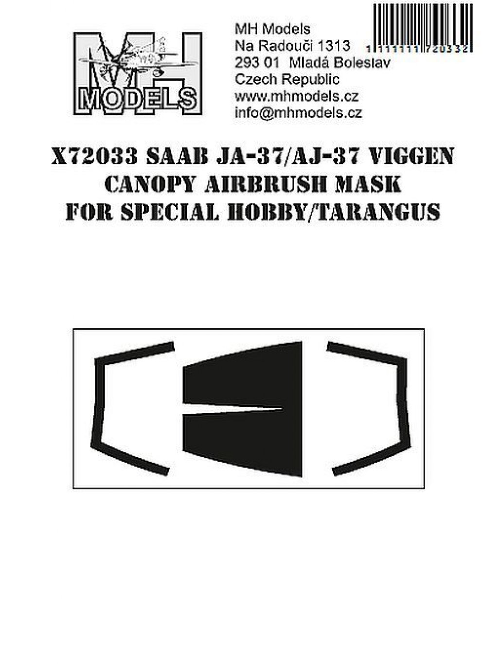 SAAB JA/AJ-37 Viggen Canopy airbrush mask for Special Hobby/Tarangus